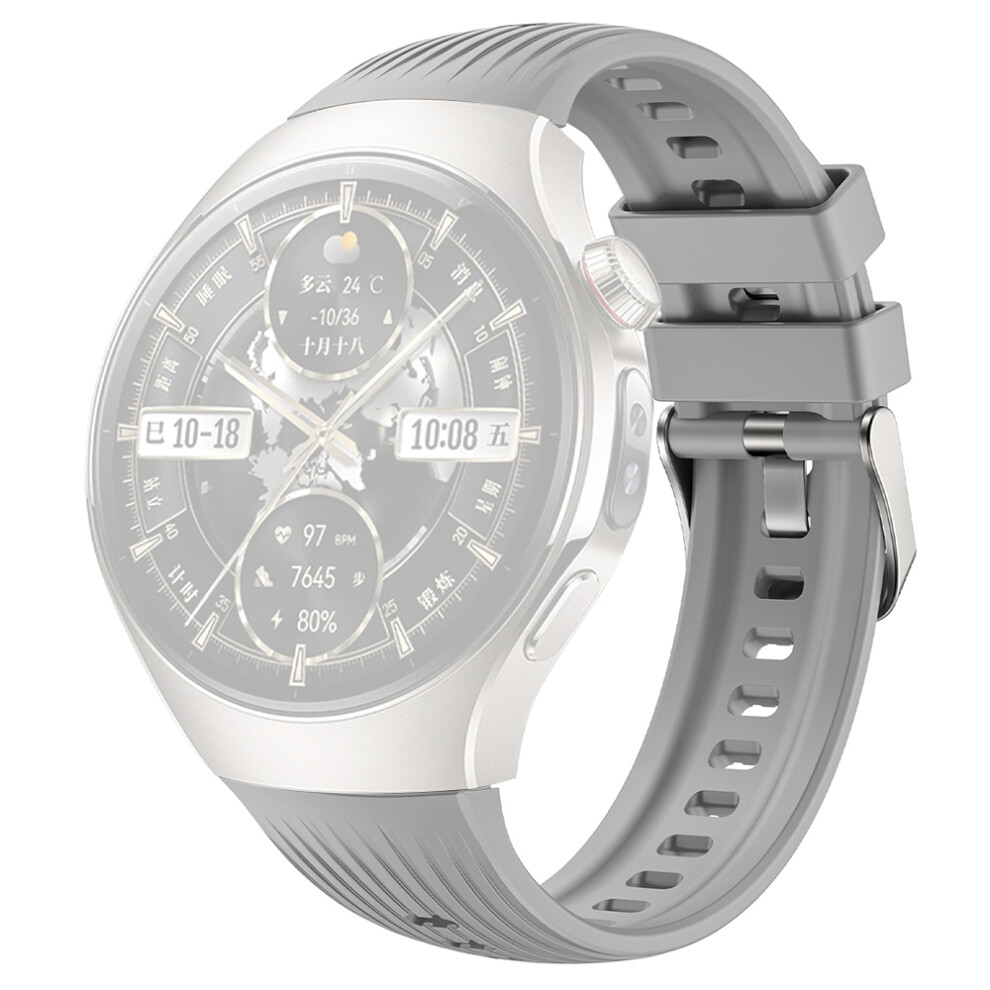 (Grey) For Huawei Watch 5 46Mm Silicone Watch Band Vertical Stripes Wrist Strap Grey 6914284120191