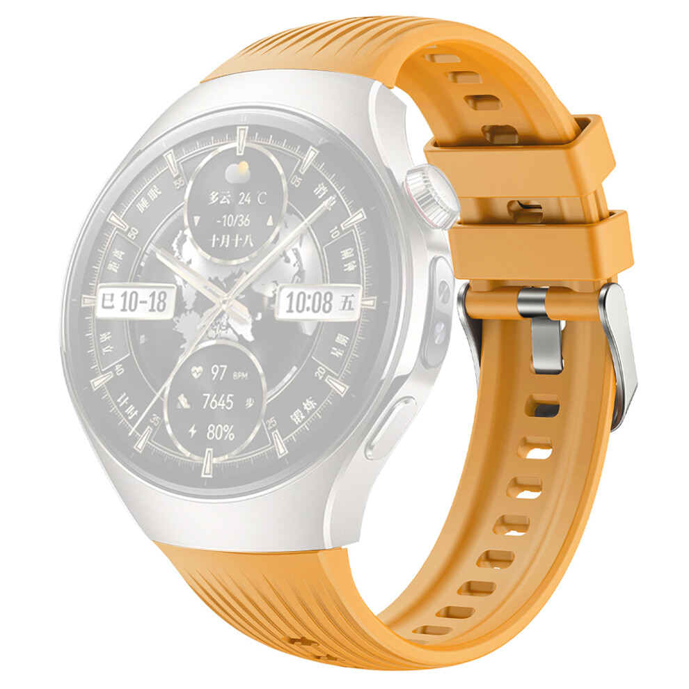 (Yellow) For Huawei Watch 5 46Mm Silicone Watch Band Vertical Stripes Wrist Strap Yellow 6914283788446