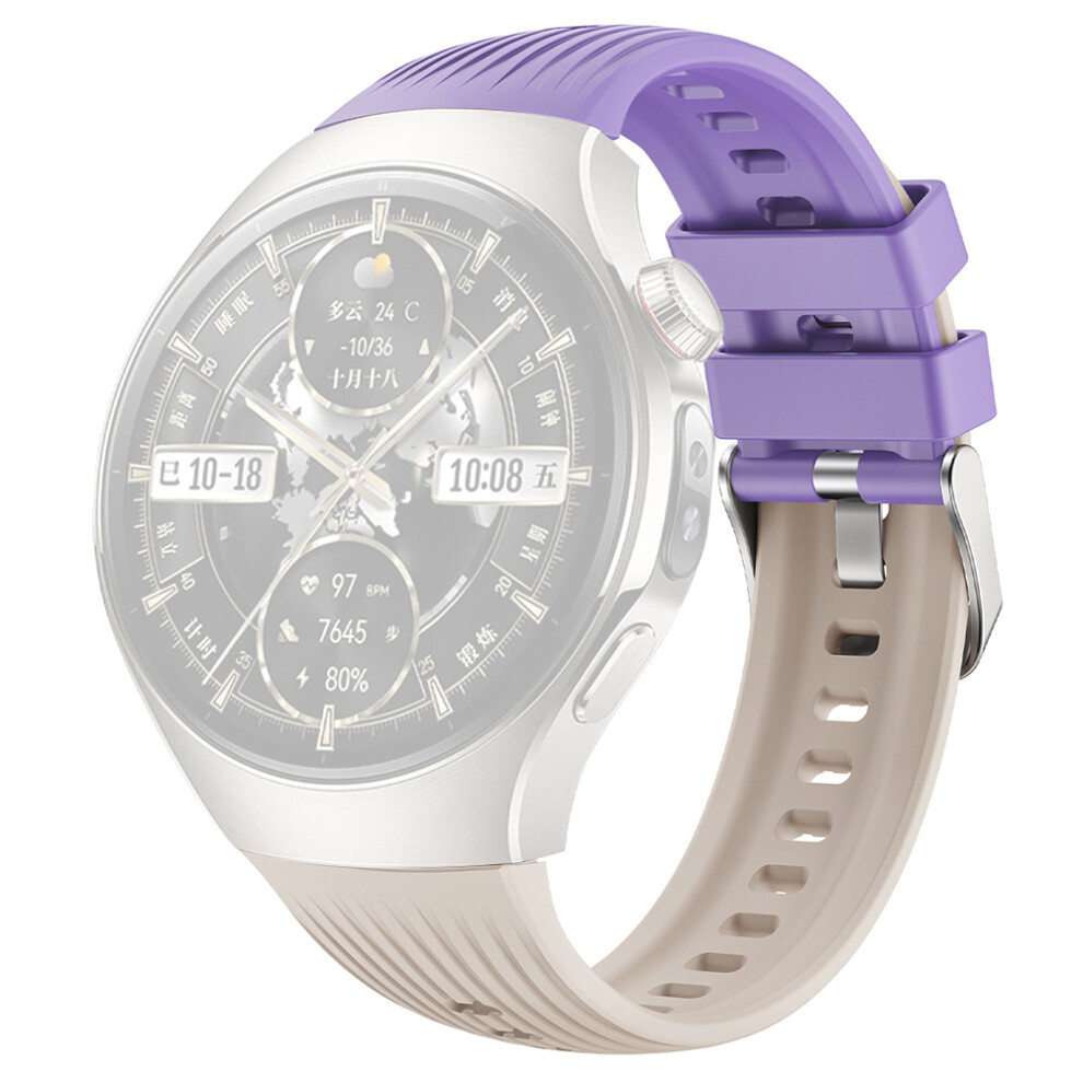 (Starlight / ) For Huawei Watch 5 46Mm Silicone Watch Band Vertical Stripes Wrist Strap Purple 6914289884746
