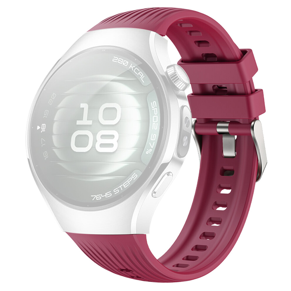 (Wine ) For Huawei Watch 5 42Mm Silicone Watch Band Vertical Stripes Wrist Strap Red 6914286645364
