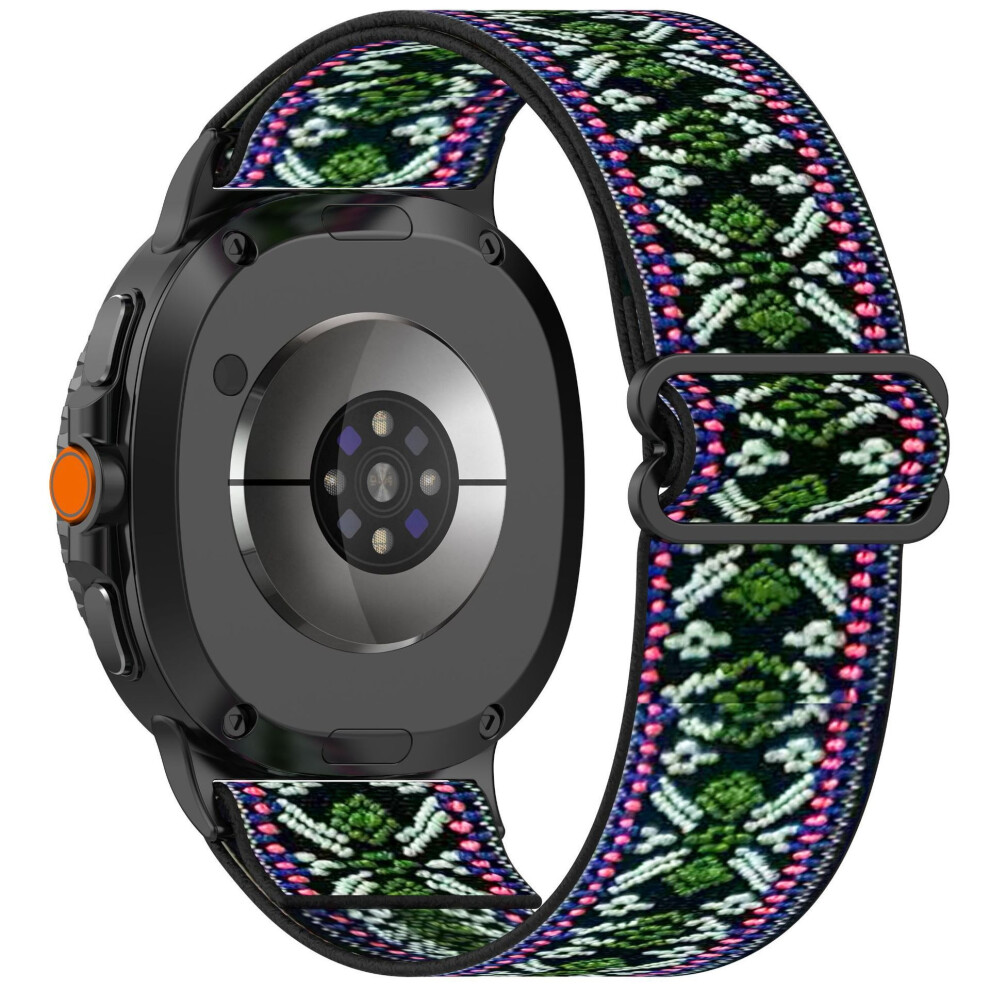(+Purple) Nylon Watch Band For Samsung Galaxy Watch8 44Mm / 40Mm / Watch8 Classic 46Mm Elastic Wrist Strap Green/Purple 6914287213821