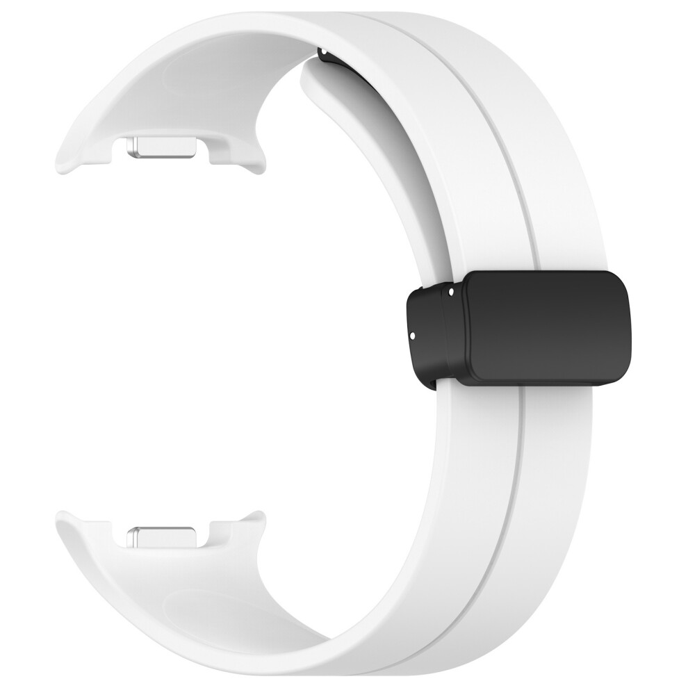 (White) Watch Strap For Samsung Galaxy Watch8 44Mm / 40Mm / Watch8 Classic 46Mm Folding Buckle Silicone Wristband White 6914288695480
