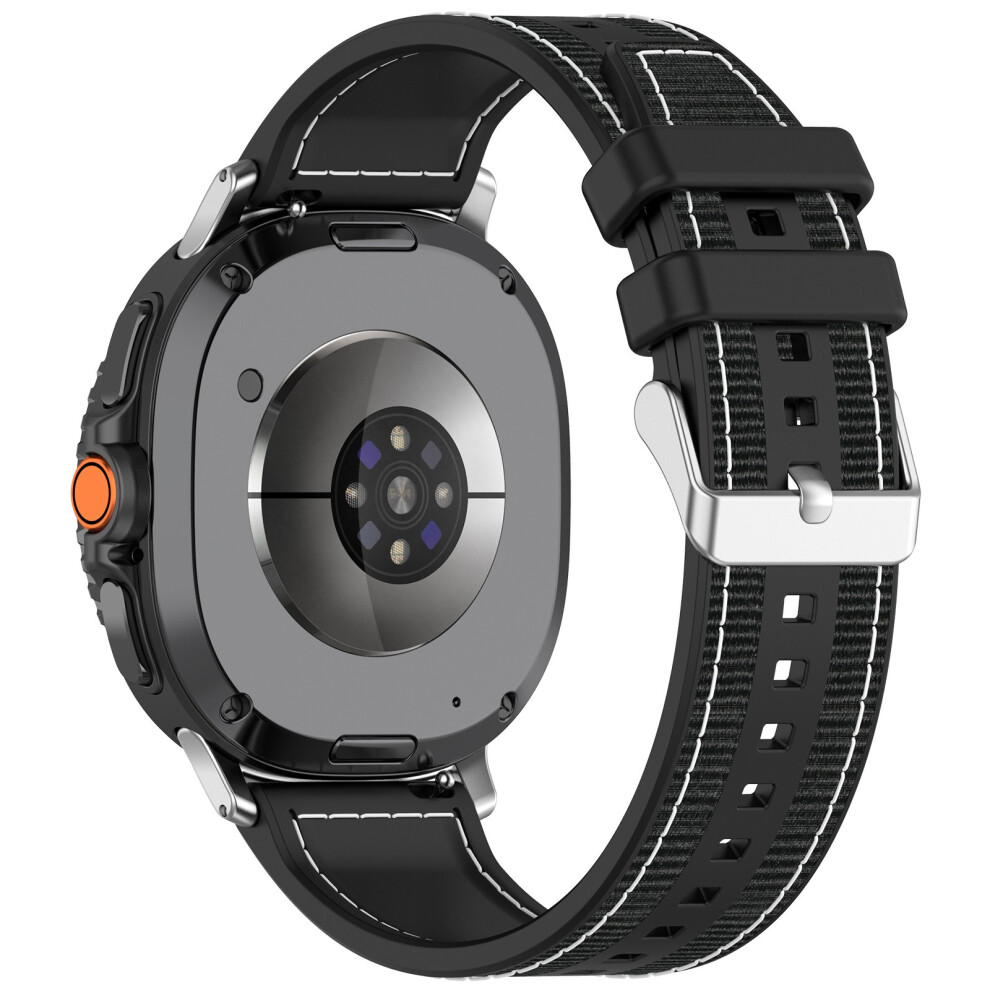 (Black) Watch Strap For Samsung Galaxy Watch8 44Mm / 40Mm / Watch8 Classic 46Mm Nylon + Silicone Wrist Band Black 6914289788235