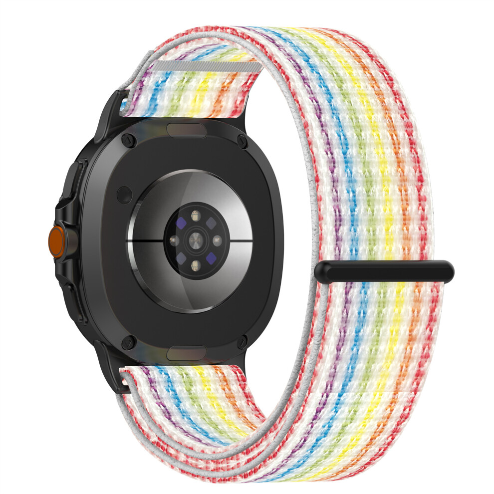 (Rainbow) Watch Strap For Samsung Galaxy Watch8 44Mm / 40Mm / Watch8 Classic 46Mm Magic Tape Nylon Woven Band 6914280718361