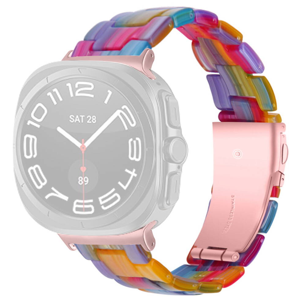 (Rainbow) Watch Strap For Samsung Galaxy Watch8 44Mm / 40Mm / Watch8 Classic 46Mm Acrylic Resin Waterproof Wrist Band 6914286442017