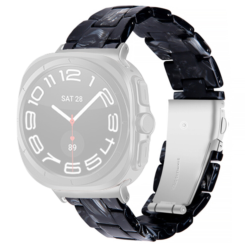 (Flash ) Acrylic Waterproof Resin Watch Band For Samsung Galaxy Watch8 44Mm / 40Mm / Watch8 Classic 46Mm Black 6914283036530