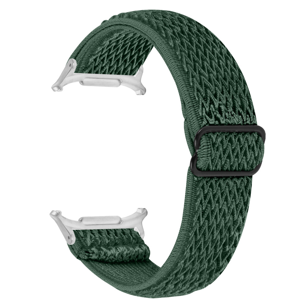 (Army Green) Nylon Watch Band For Samsung Galaxy Watch8 44Mm / 40Mm / Watch8 Classic 46Mm Elastic Wrist Strap With Silver Connector Green,Silver 6914280887319
