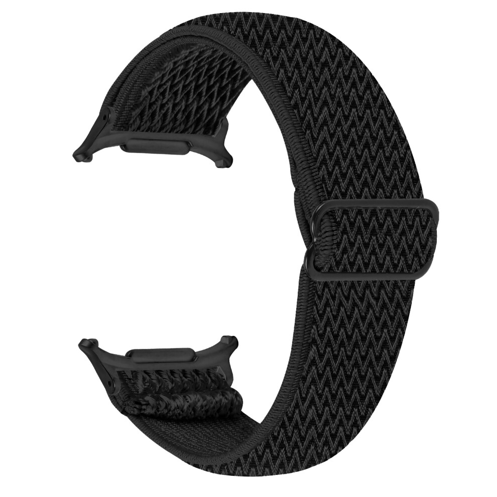 (Black) Elastic Band For Samsung Galaxy Watch8 44Mm / 40Mm / Watch8 Classic 46Mm Watch Strap With Connector Black 6914284302764