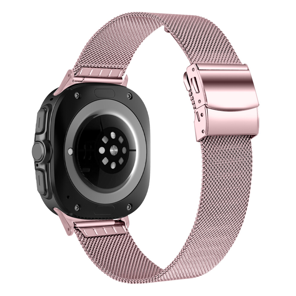 (Rose ) Watch Band For Samsung Galaxy Watch8 44Mm / 40Mm / Watch8 Classic 46Mm Electroplated Milanese Strap With Turtle Clasp Pink 6914287163904