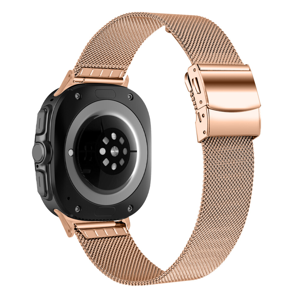 (Rose ) Watch Band For Samsung Galaxy Watch8 44Mm / 40Mm / Watch8 Classic 46Mm Electroplated Milanese Strap With Turtle Clasp Gold 6914282141051