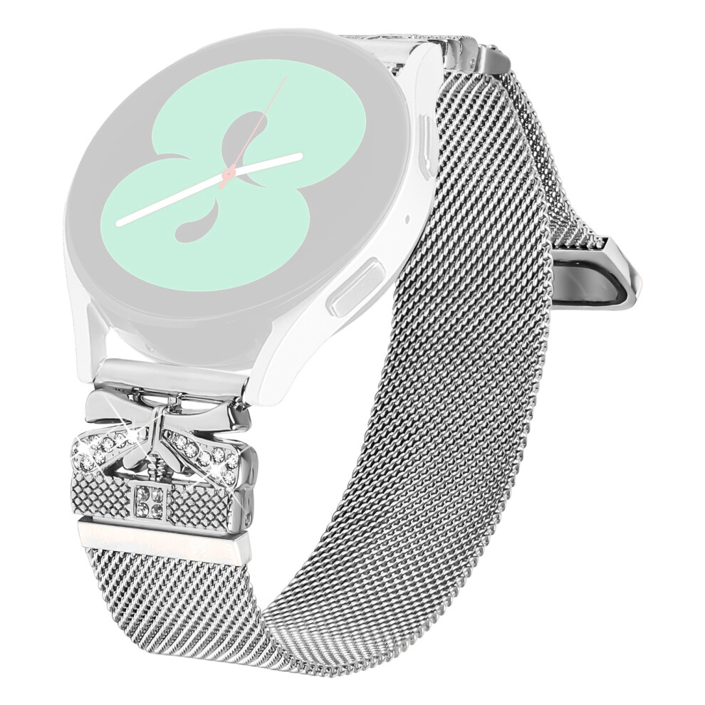 For Verizon Gizmo Watch 3 Watch Strap Butterfly Decor Milanese Metal Band, Silver 6914280282725