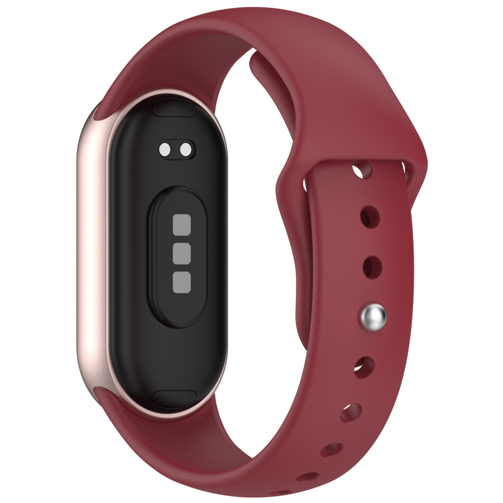 (Wine ) Watch Band For Xiaomi Smart Band 10 Nfc / 10 / 9 Nfc / 9 / 8 Nfc / 8 Reverse Buckle Silicone Wrist Strap Red 6914289643091