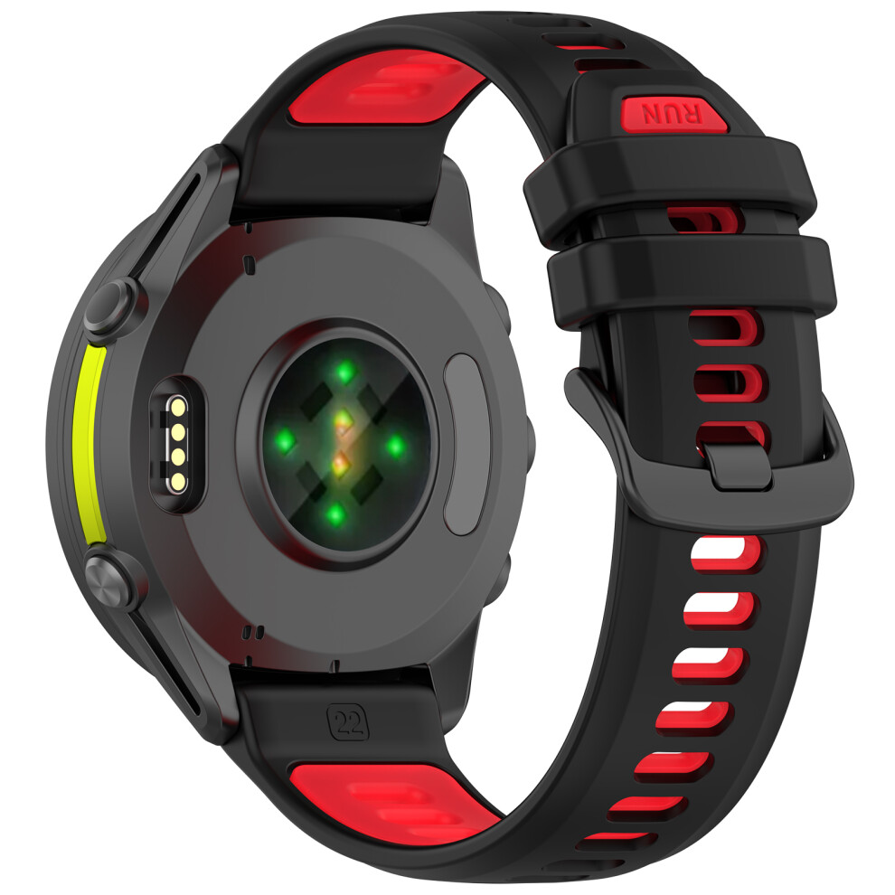 (Black / Red) 22Mm Replacement Strap For Garmin Forerunner 970 / 570 47Mm / 265 Silicone Watch Band Multiple Hole Design Black,Red 6914286354570