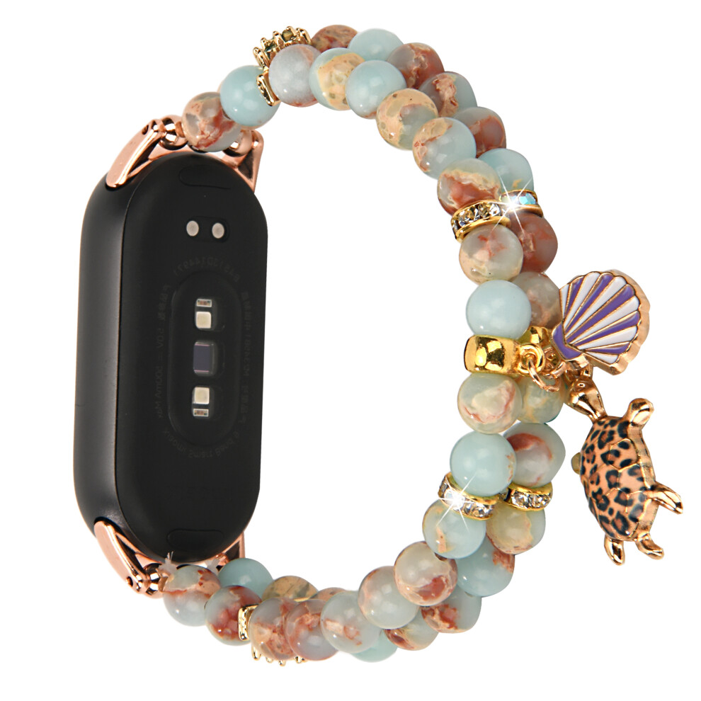 (Blue) For Xiaomi Smart Band 9 / 8 Watch Strap Beaded Bracelet Wrist Band Blue 6914280631110