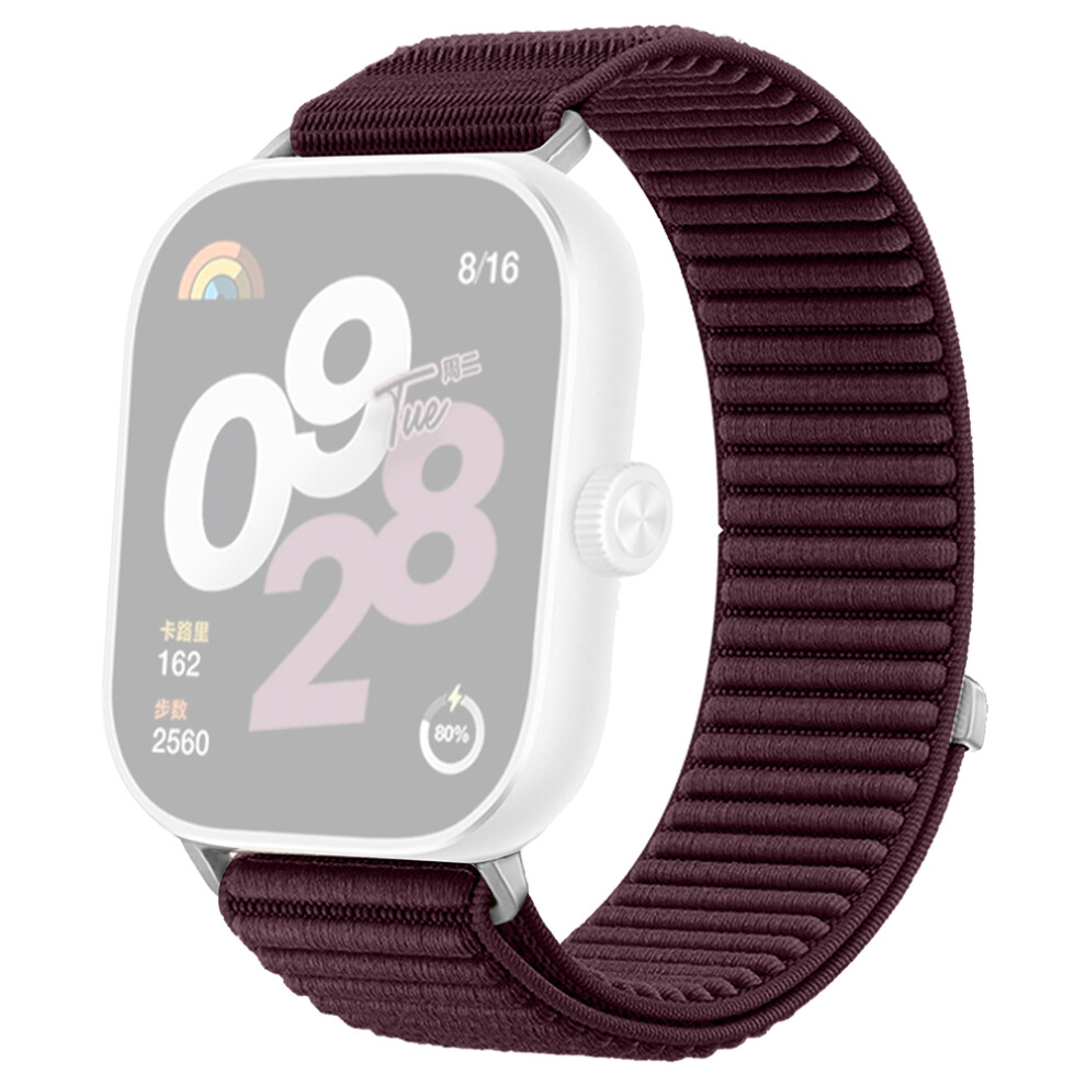 (Plum Color) For Xiaomi Redmi Watch 5 / 4 Wrist Strap Magic Tape Nylon Woven Watch Band 6914283525294