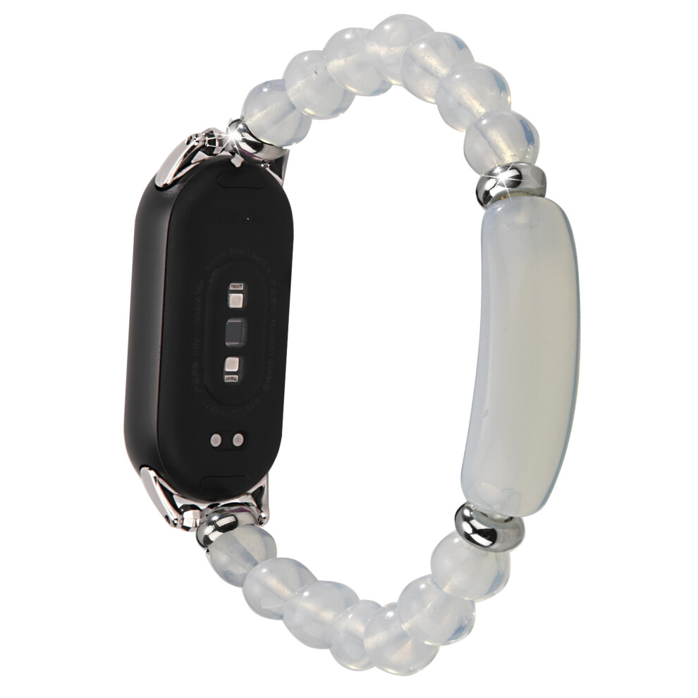 (White) For Xiaomi Smart Band 9 / 8 Watch Strap Stylish Beaded Bracelet Wrist Band White 6914283056620