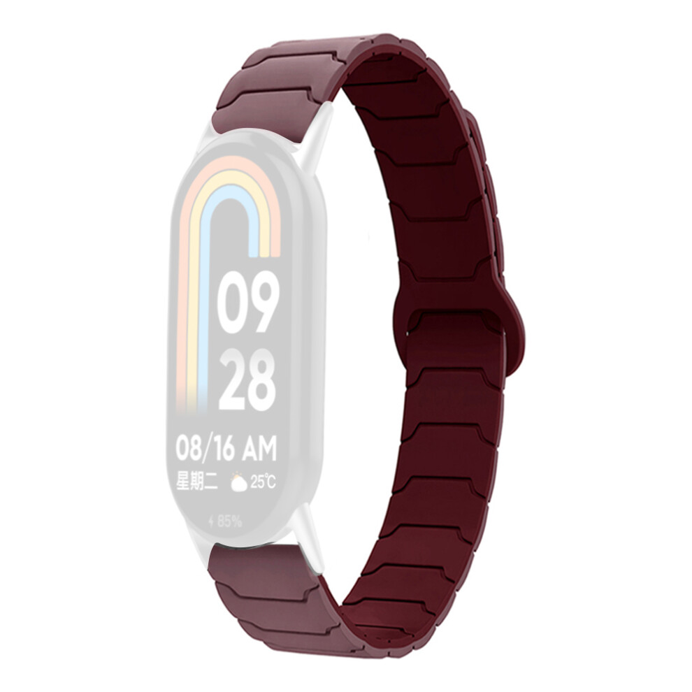 (Smoky Purple / Wine Red) Watch Band For Xiaomi Smart Band 10 / 9 / 8 Silicone Magnetic Replacement Strap Red,Purple 6914284910334