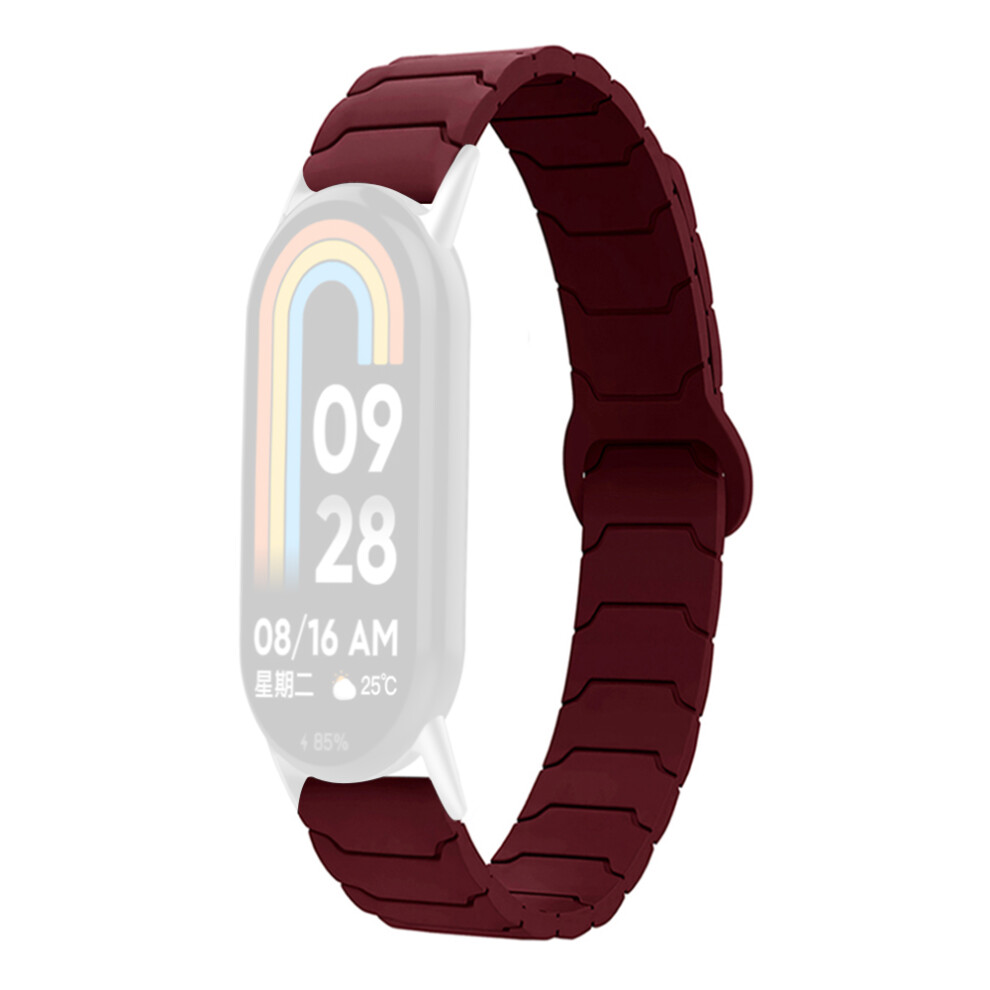 (Wine ) Watch Band For Xiaomi Smart Band 10 / 9 / 8 Silicone Magnetic Replacement Strap Red 6914282194330