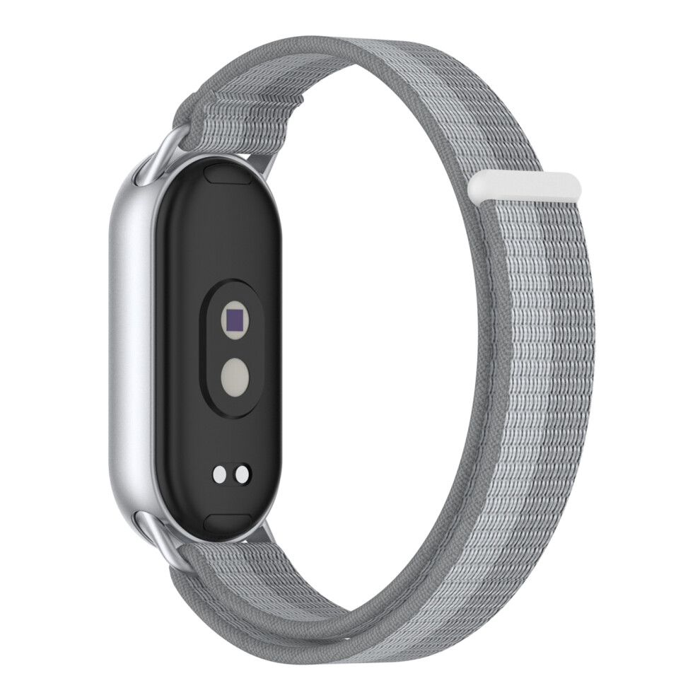 (Silver) Wrist Strap For Xiaomi Smart Band 10 / 9 / 8 Magic Tape Nylon Loop Watch Band Silver 6914281044483