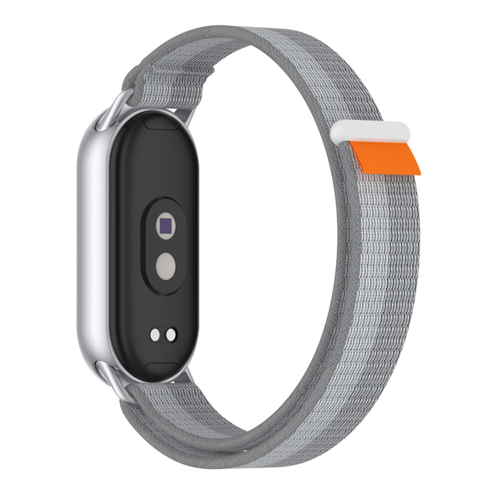 (Silver) Wrist Strap For Xiaomi Smart Band 10 / 9 / 8 Magic Tape Nylon Loop Watch Band With Tail Tab Silver 6914288315739