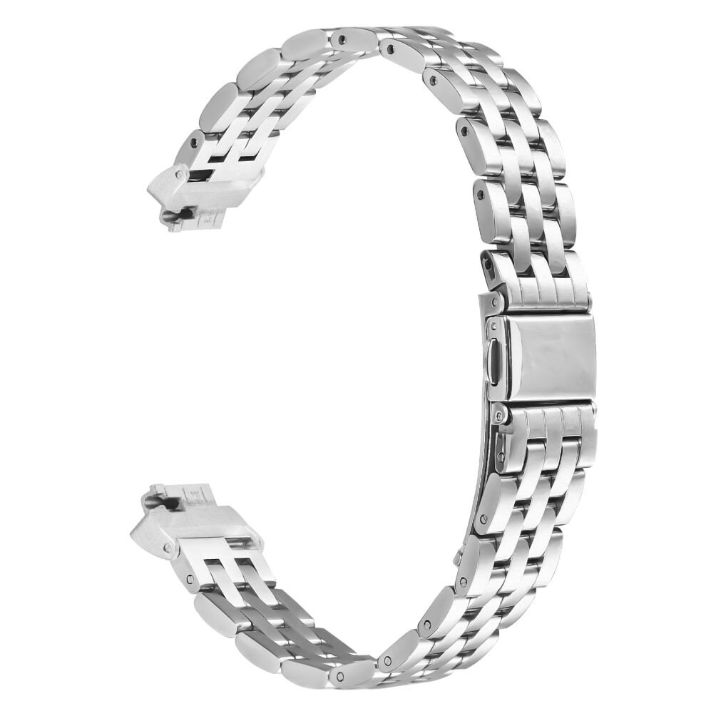 For Fitbit Inspire Hr / Inspire Watch Band Slim Five-Bead Stainless Steel Strap Silver 6914287344341