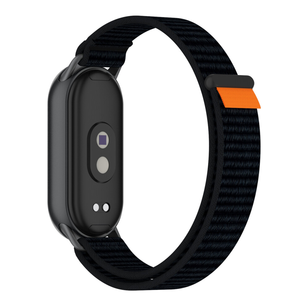 (Black) Wrist Strap For Xiaomi Smart Band 10 / 9 / 8 Magic Tape Nylon Loop Watch Band With Tail Tab Black 6914289550306