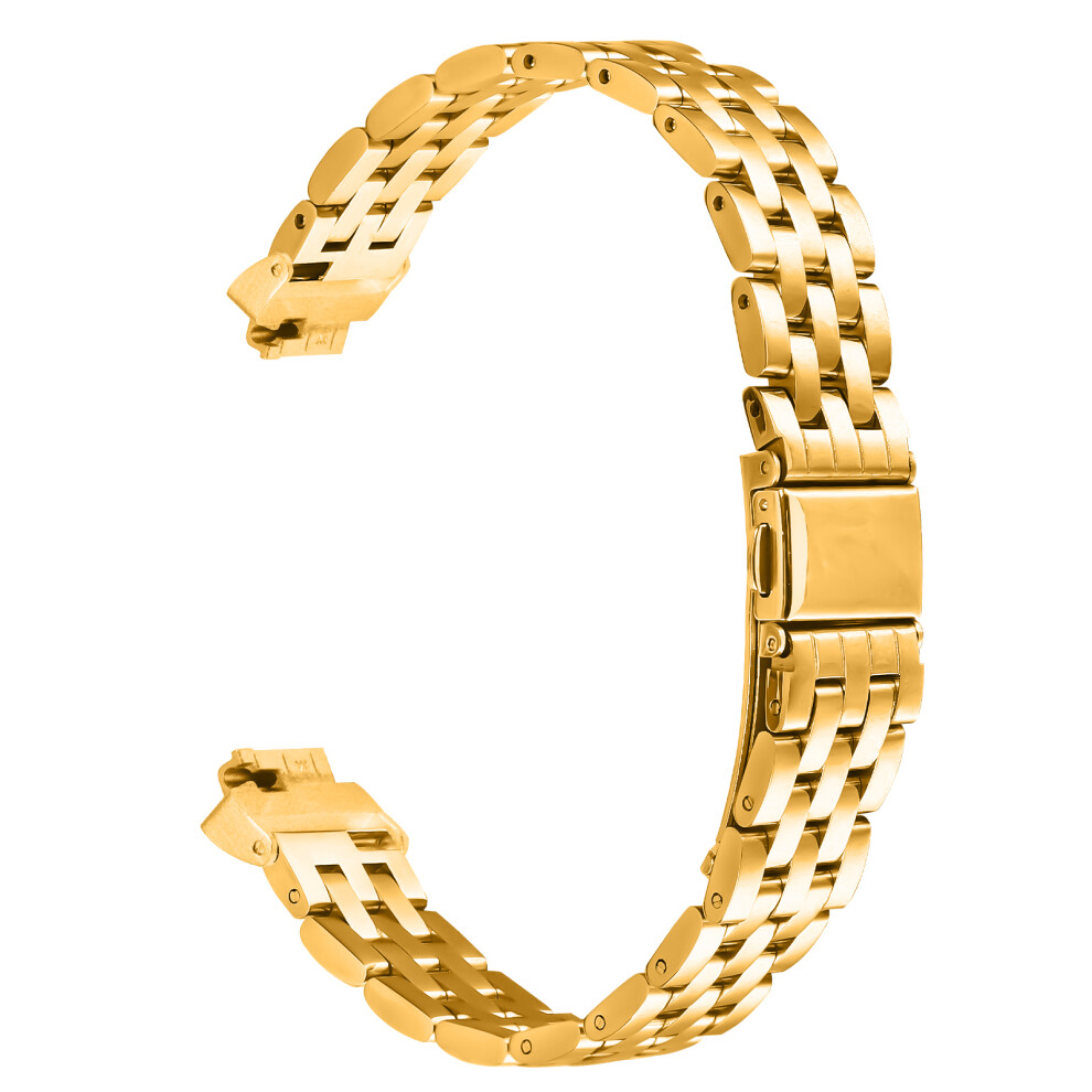 (Gold) For Fitbit Inspire Hr / Inspire Watch Band Slim Five-Bead Stainless Steel Strap Gold 6914286844576