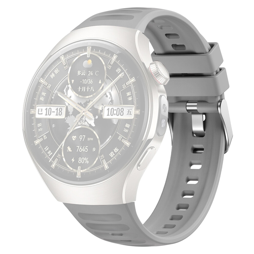(Grey) For Huawei Watch 5 46Mm Watch Band Wave Texture Silicone Adjustable Strap Grey 6914284881030