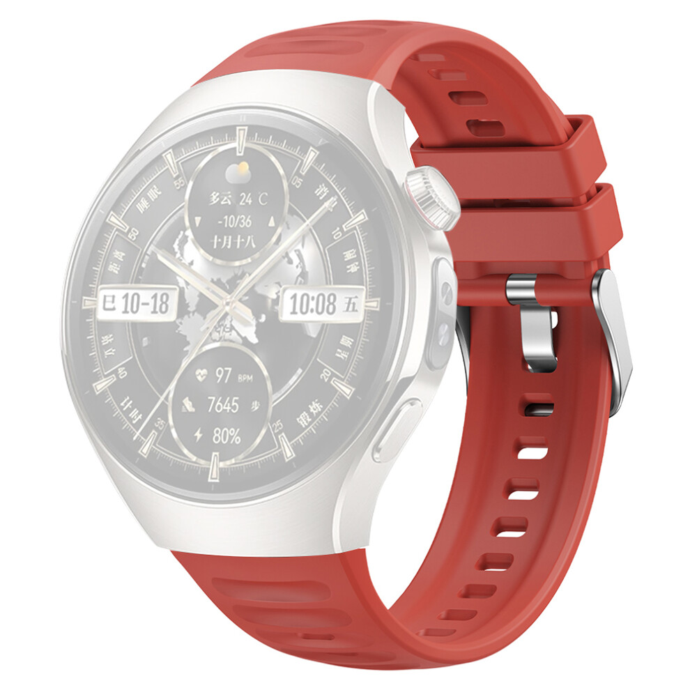 (Red) For Huawei Watch 5 46Mm Watch Band Wave Texture Silicone Adjustable Strap Red 6914282110750