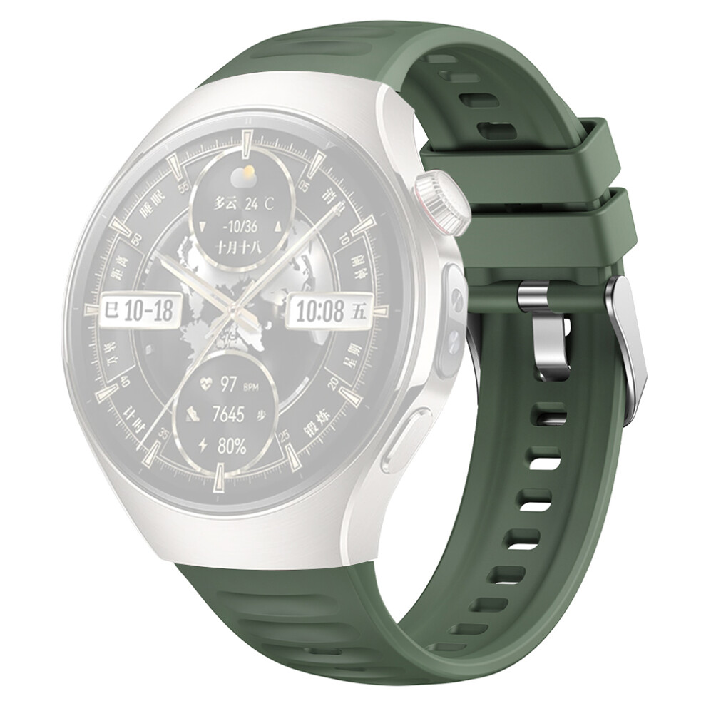 (Green) For Huawei Watch 5 46Mm Watch Band Wave Texture Silicone Adjustable Strap Green 6914280884967