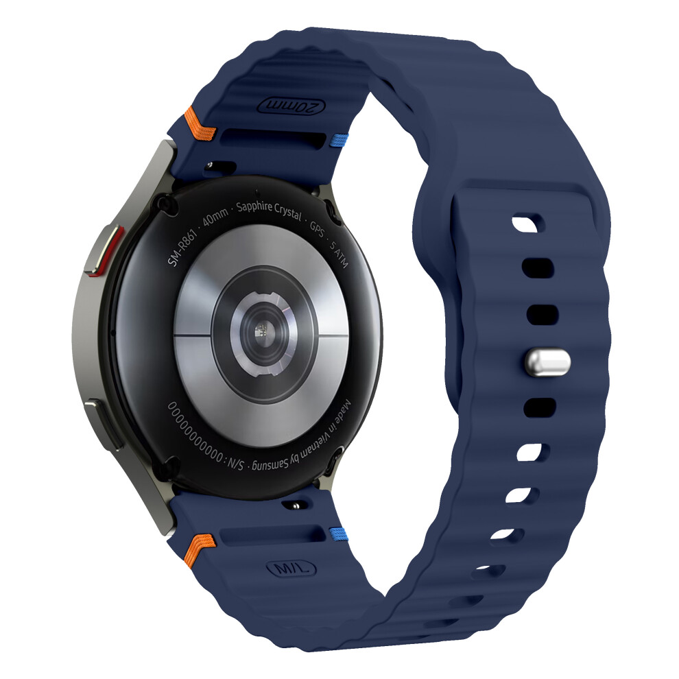 (Midnight ) For Samsung Galaxy Watch7 44Mm / 40Mm Smart Watch Band Wave Silicone Wrist Strap Blue 6914288438414