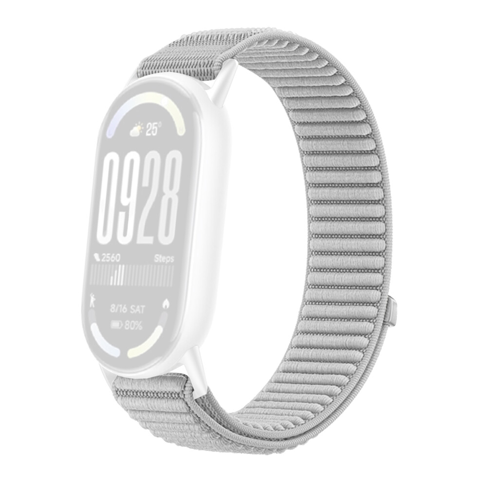 (Grey) Wrist Strap For Xiaomi Smart Band 10 / 9 / 8 Magic Tape Nylon Woven Watch Band Grey 6914281779156