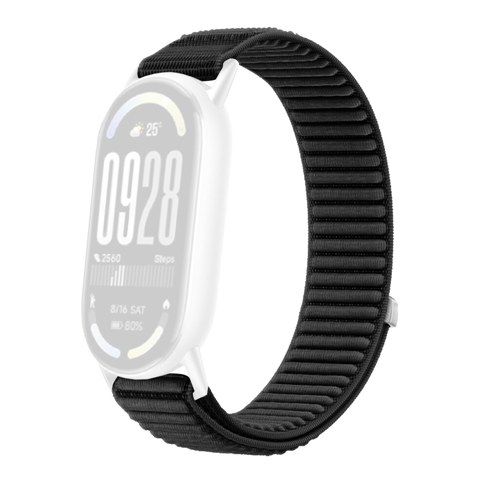 (Black) Wrist Strap For Xiaomi Smart Band 10 / 9 / 8 Magic Tape Nylon Woven Watch Band Black 6914284444280
