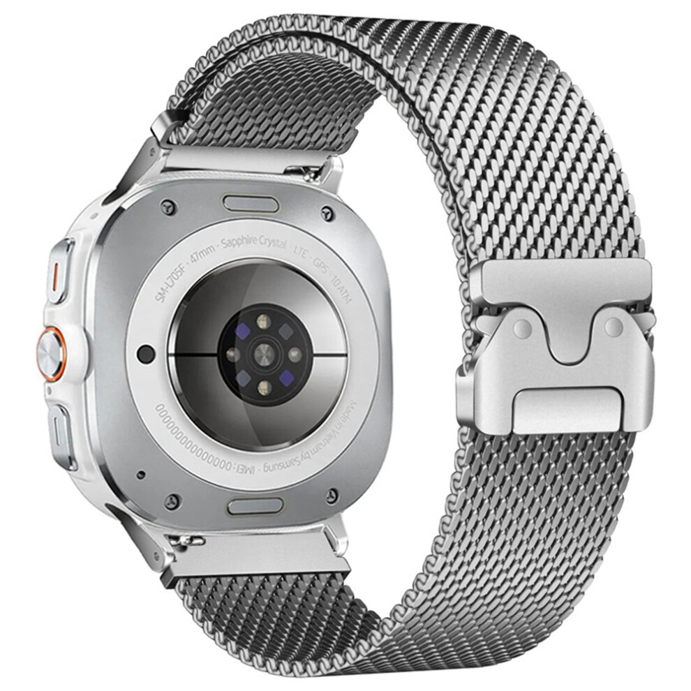 (Silver) For Samsung Galaxy Watch Ultra 47Mm Parachute Clasp Milanese Titanium Alloy Watch Band Silver 6914288485739