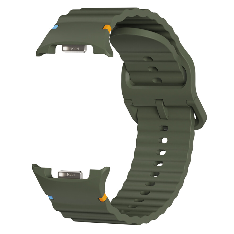 (Army ) Silicone Watch Band For Samsung Galaxy Watch8 44Mm / 40Mm / Watch8 Classic 46Mm Wave Shape Wrist Strap Green 6914280273020