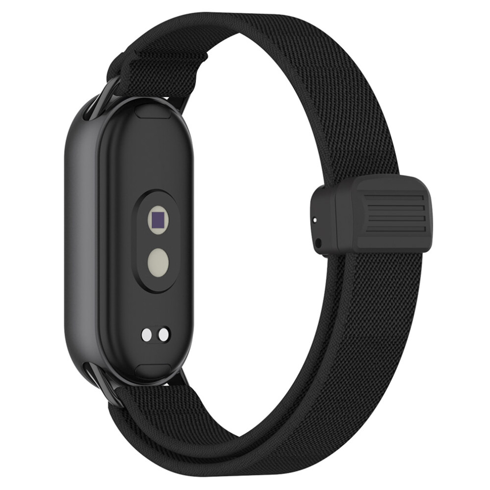 (Black) Nylon Watch Strap For Xiaomi Smart Band 10 / 9 / 9 Nfc / 8 Magnetic Clasp Adjustable Wristband Black 6914286204936
