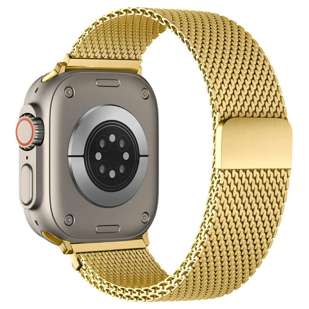 (Gold) Thick Mesh Colored Strap for Apple Watch Series 11 10 42mm / 9 8 7 41mm / SE3 SE2 SE 6 5 4 40mm / 3 2 1 38mm Milanese Metal Watch-image-OPC-PMCTNVD-NEW
