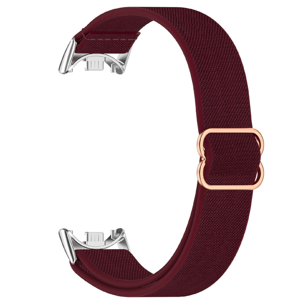 (Wine ) Watch Band For Xiaomi Smart Band 10 / 9 / 8 Elastic Woven Nylon Wrist Strap Red 6914280160375