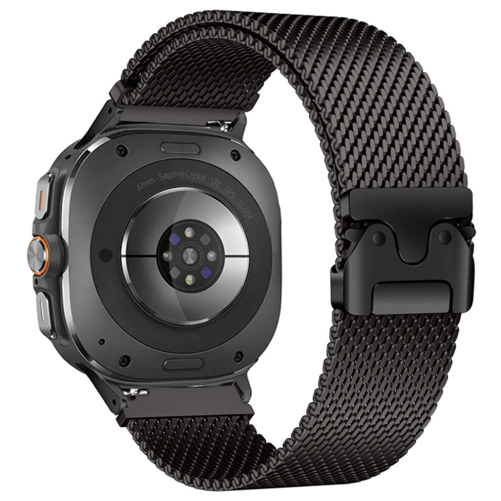 (Black) Parachute Clasp Strap For Samsung Galaxy Watch8 44Mm / 40Mm / Watch8 Classic 46Mm Milanese Titanium Alloy Watch Band Black 6914282192466