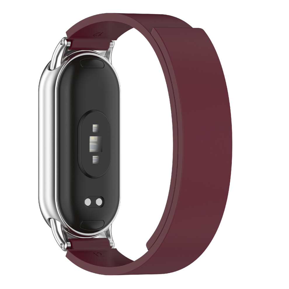 (Wine ) For Xiaomi Smart Band 10 Silicone Strap Magnetic Replacement Watch Band Red 6914286233509