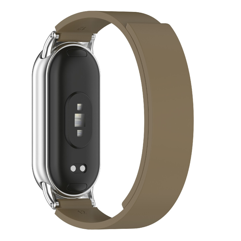 (Brown) For Xiaomi Smart Band 10 Silicone Strap Magnetic Replacement Watch Band Brown 6914288312707