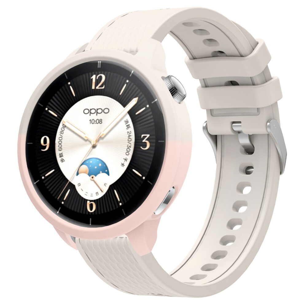 (Starlight+Pink) For Oppo Watch X2 Mini Textured Silicone Smartwatch Strap + Watch Case Pink 6914287513099