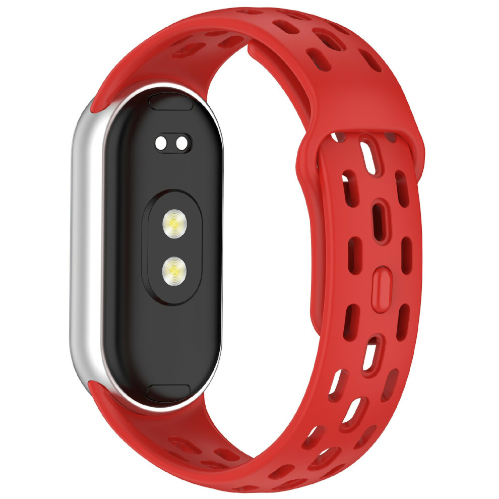 (Red) Watch Band For Xiaomi Smart Band 10 / 9 / 8 Holes Design Adjustable Tpu Strap Red 6914282680802
