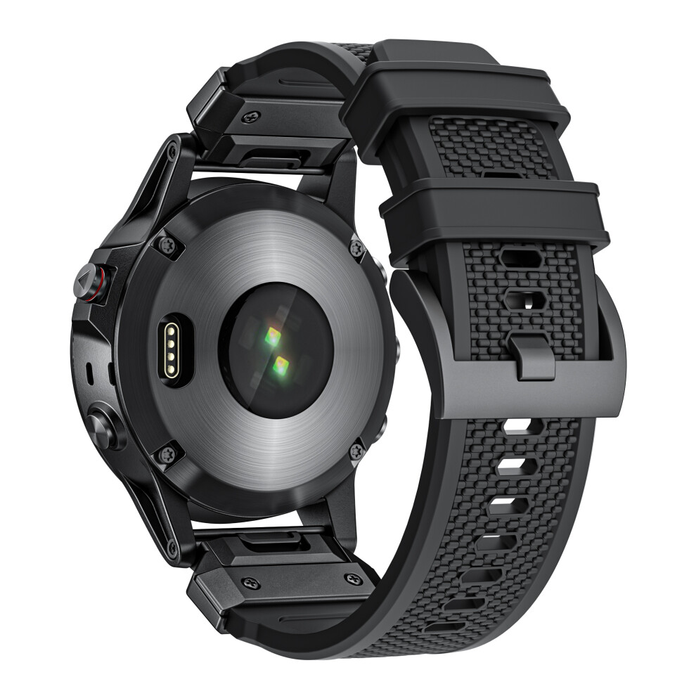 (Black) For Garmin Fenix 8 47Mm / Fenix E 47Mm Wrist Band 22Mm Universal Silicone Watch Strap Black 6914287367302