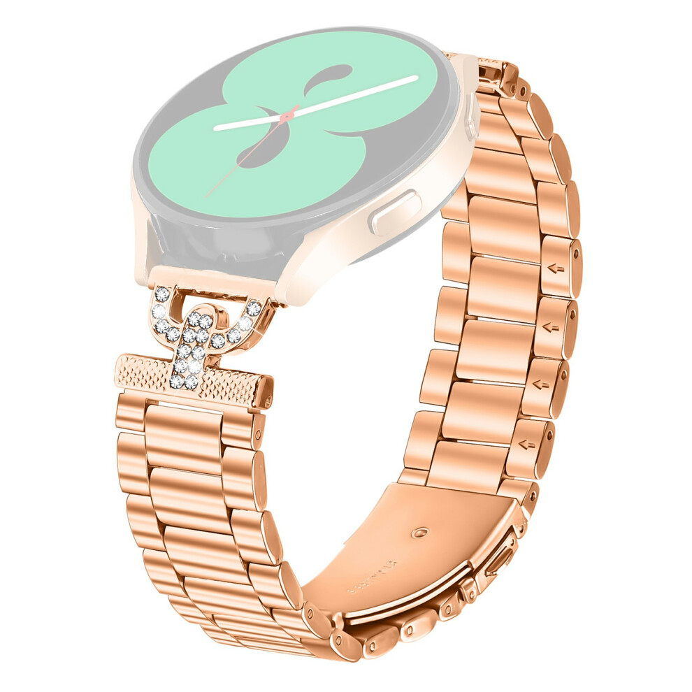 (Rose Gold) Colored Watch Strap for Huawei Watch GT 3 Pro 43mm Metal Band D-Shape Rhinestones Decor-image-OPC-PMCTPGT-NEW