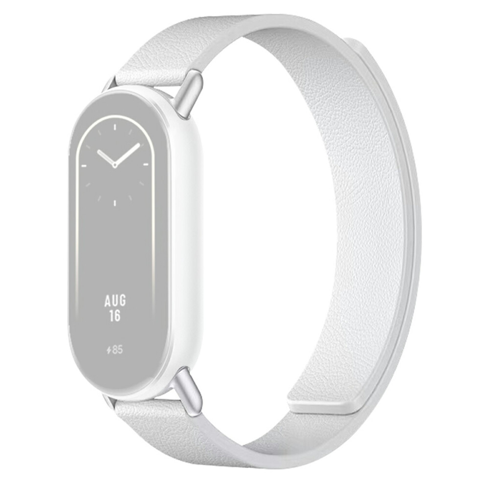 (White) Silicone Band For Xiaomi Smart Band 10 / 10 Nfc / 10 Ceramic / 9 / 9 Nfc / 9 Ceramic Edition / 8 / 8 Nfc Litchi Texture Magnetic White 6914280037462
