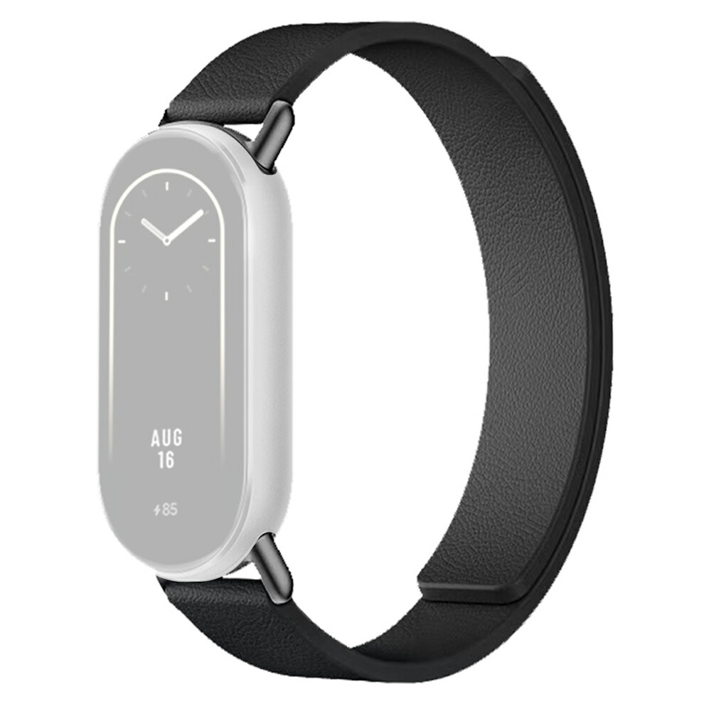 (Black) Silicone Band For Xiaomi Smart Band 10 / 10 Nfc / 10 Ceramic / 9 / 9 Nfc / 9 Ceramic Edition / 8 / 8 Nfc Litchi Texture Magnetic Black 6914288355322