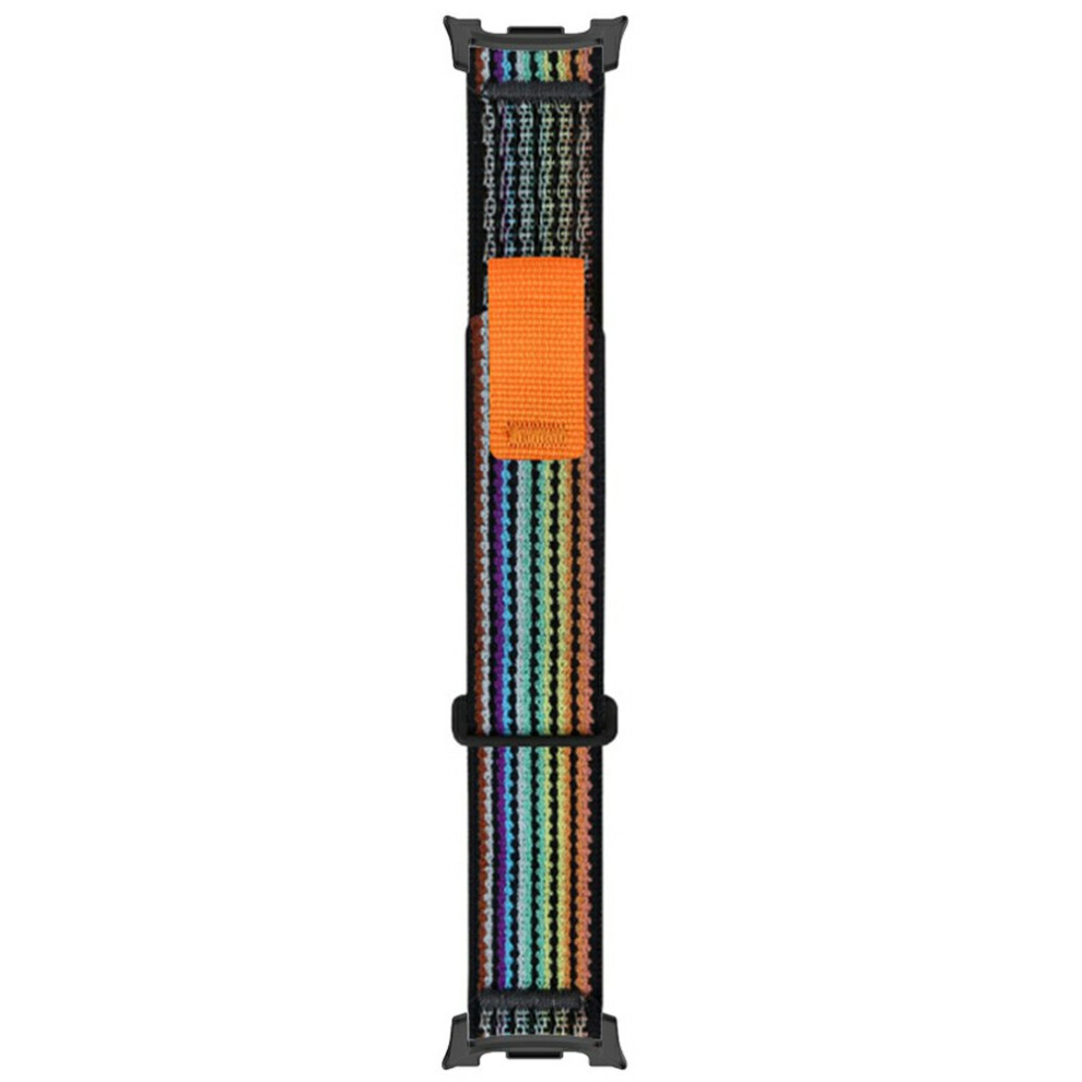 ( / Rainbow) Nylon Watch Strap For Samsung Galaxy Watch8 44Mm / 40Mm / Watch8 Classic 46Mm Loop Fastener Wrist Band With Metal Connectors Black 6914289514070
