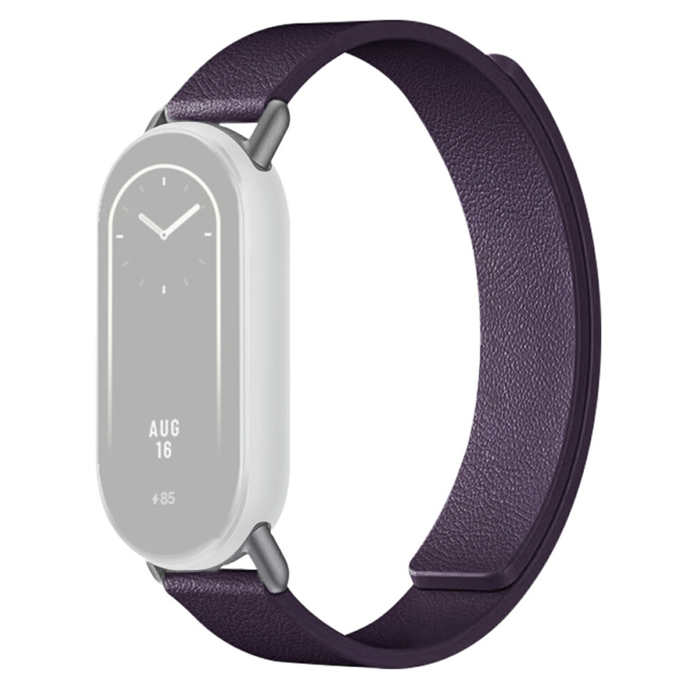 (Plum Color) Silicone Band For Xiaomi Smart Band 10 / 10 Nfc / 10 Ceramic / 9 / 9 Nfc / 9 Ceramic Edition / 8 / 8 Nfc Litchi Texture Magnetic 6914282469230