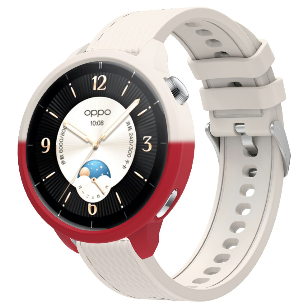 (Starlight+Red) For Oppo Watch X2 Mini Textu Silicone Smartwatch Strap + Watch Case Red 6914288042024